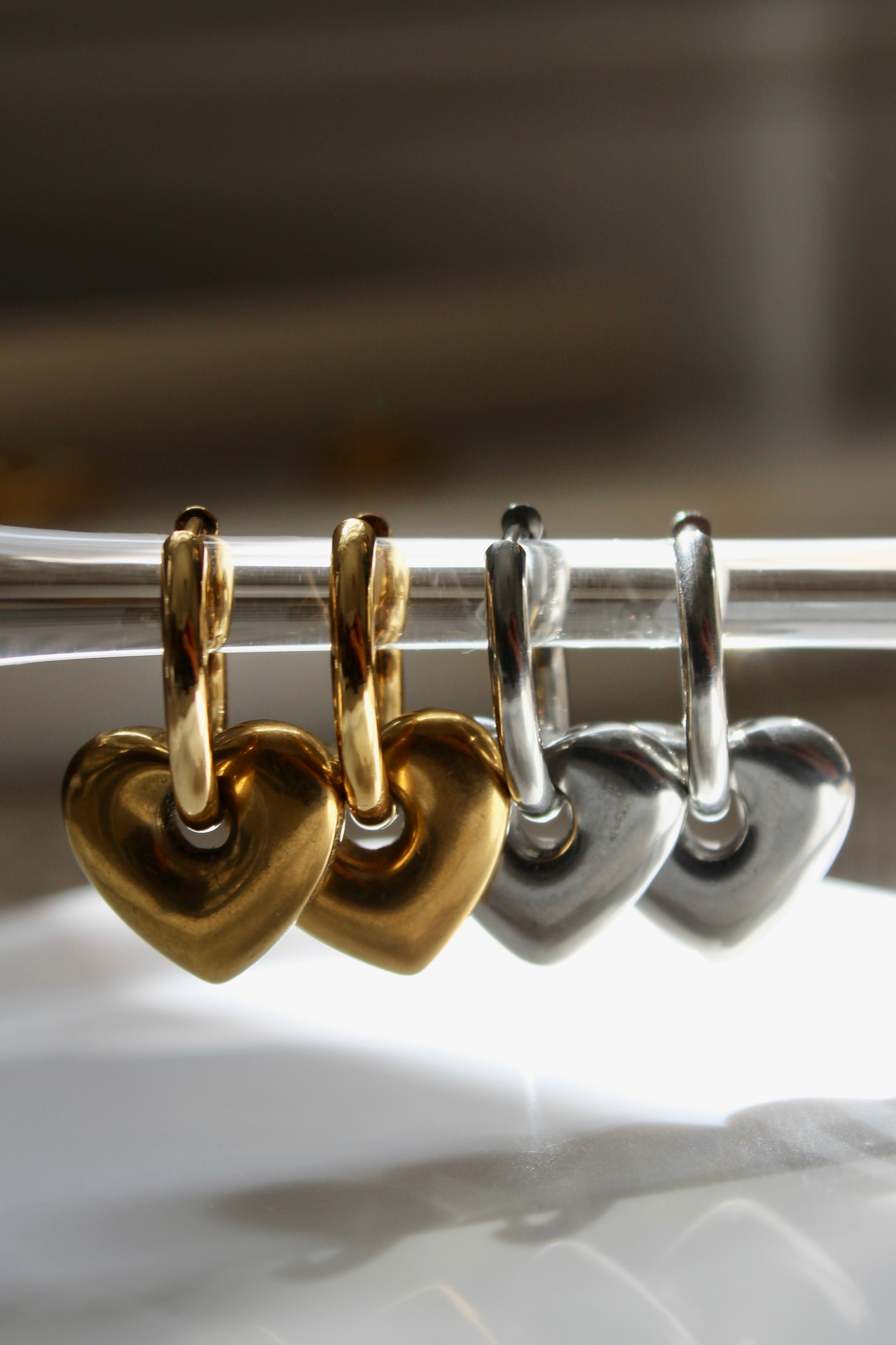 Heart Hoop 18K Gold Earrings.