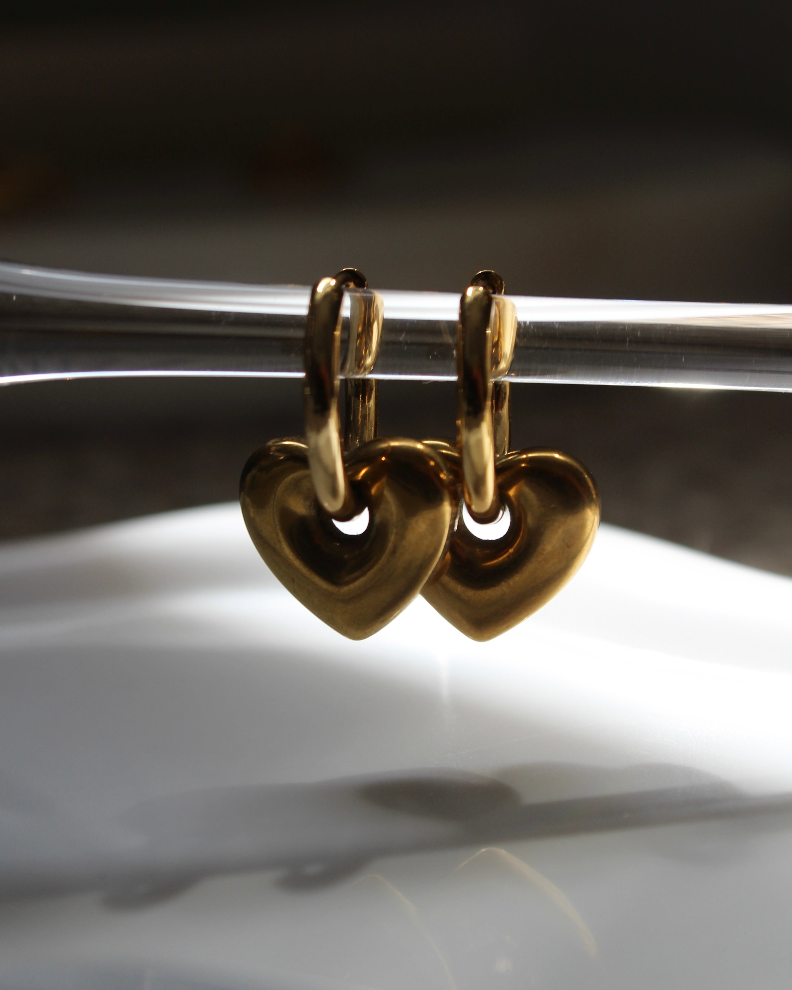 Heart Hoop 18K Gold Earrings.