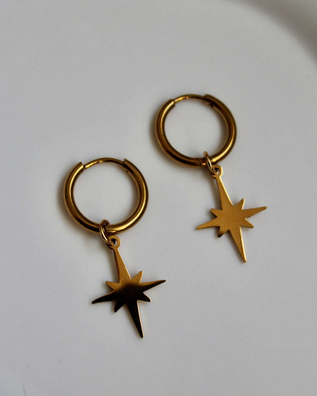 The Sammy Celstial Star 18K Gold Hoop Earrings.