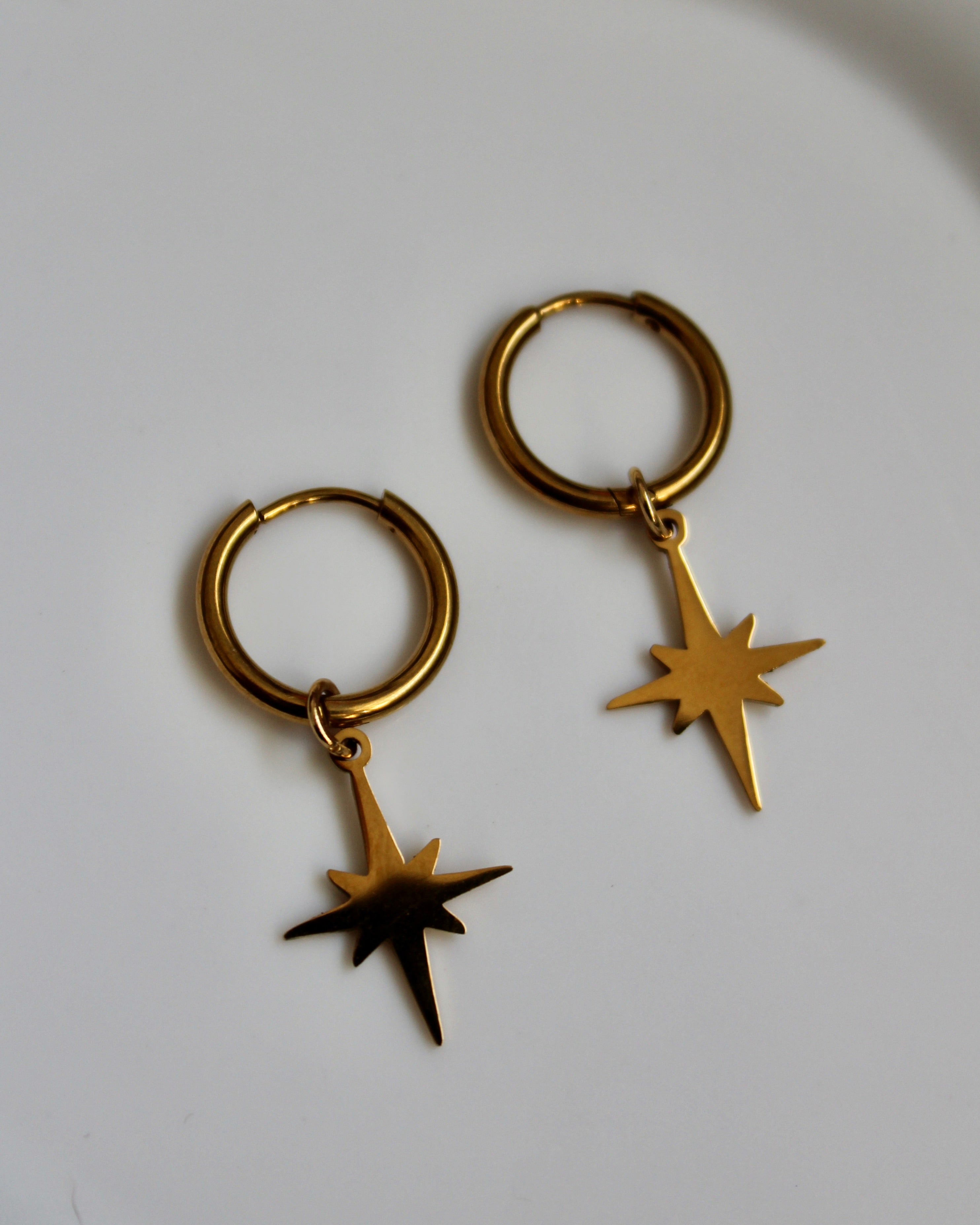 The Sammy Celstial Star 18K Gold Hoop Earrings.
