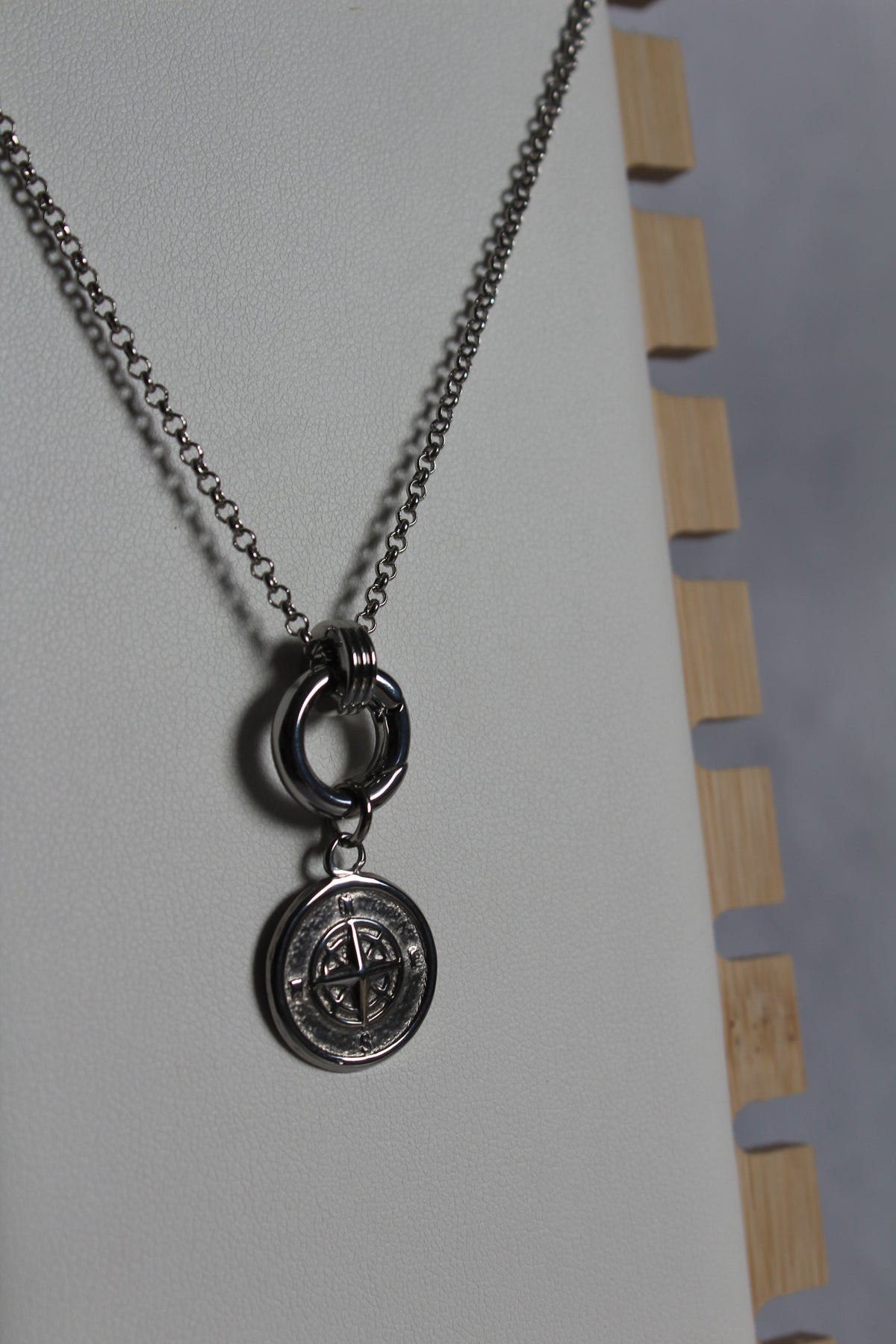 Silver Sailor Clip Charm Necklace.
