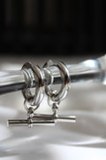 The Silver T Bar Hoop Earrings.