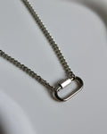 The Elijah 18K Silver Mini Carabiner Necklace.