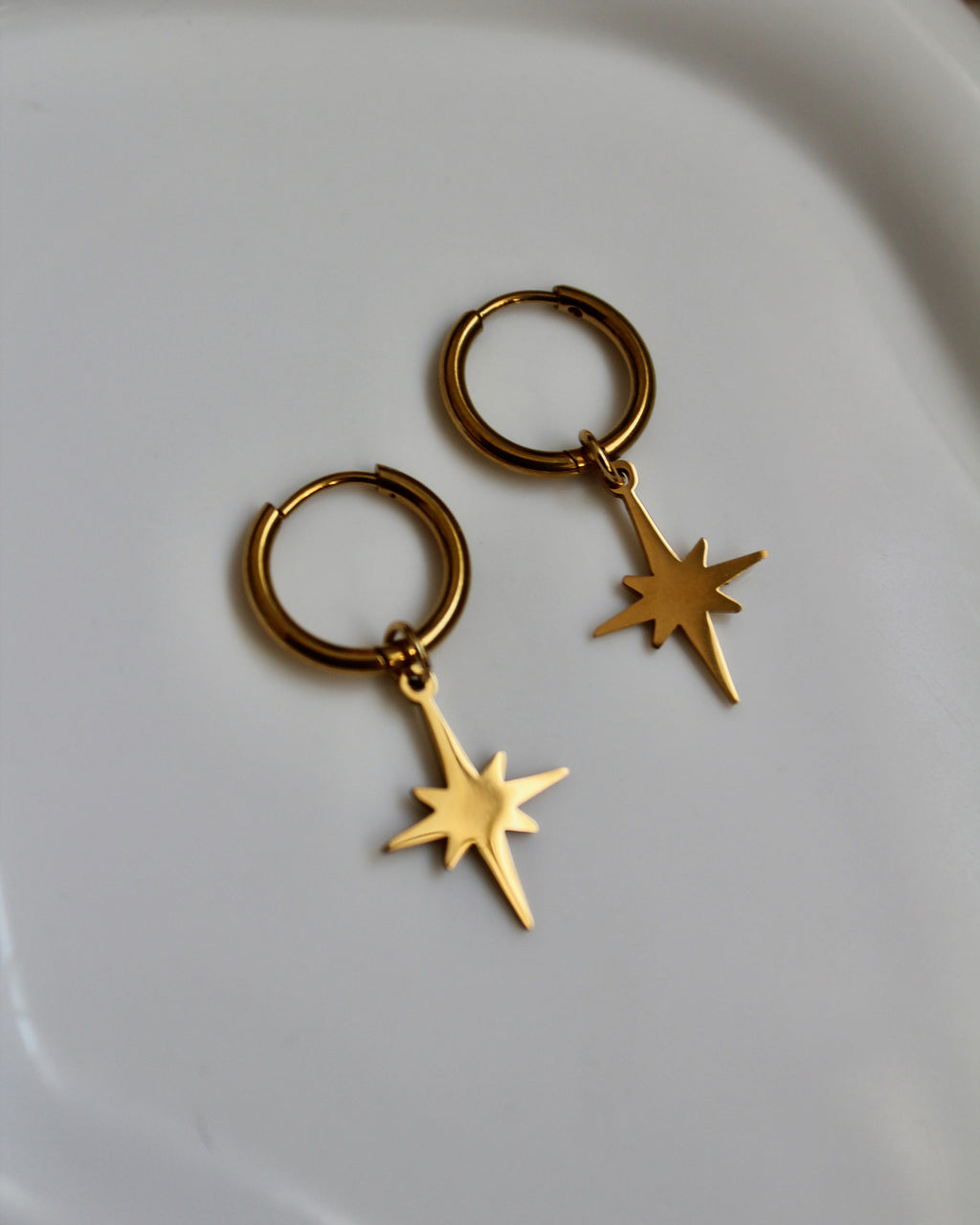 The Sammy Celstial Star 18K Gold Hoop Earrings.
