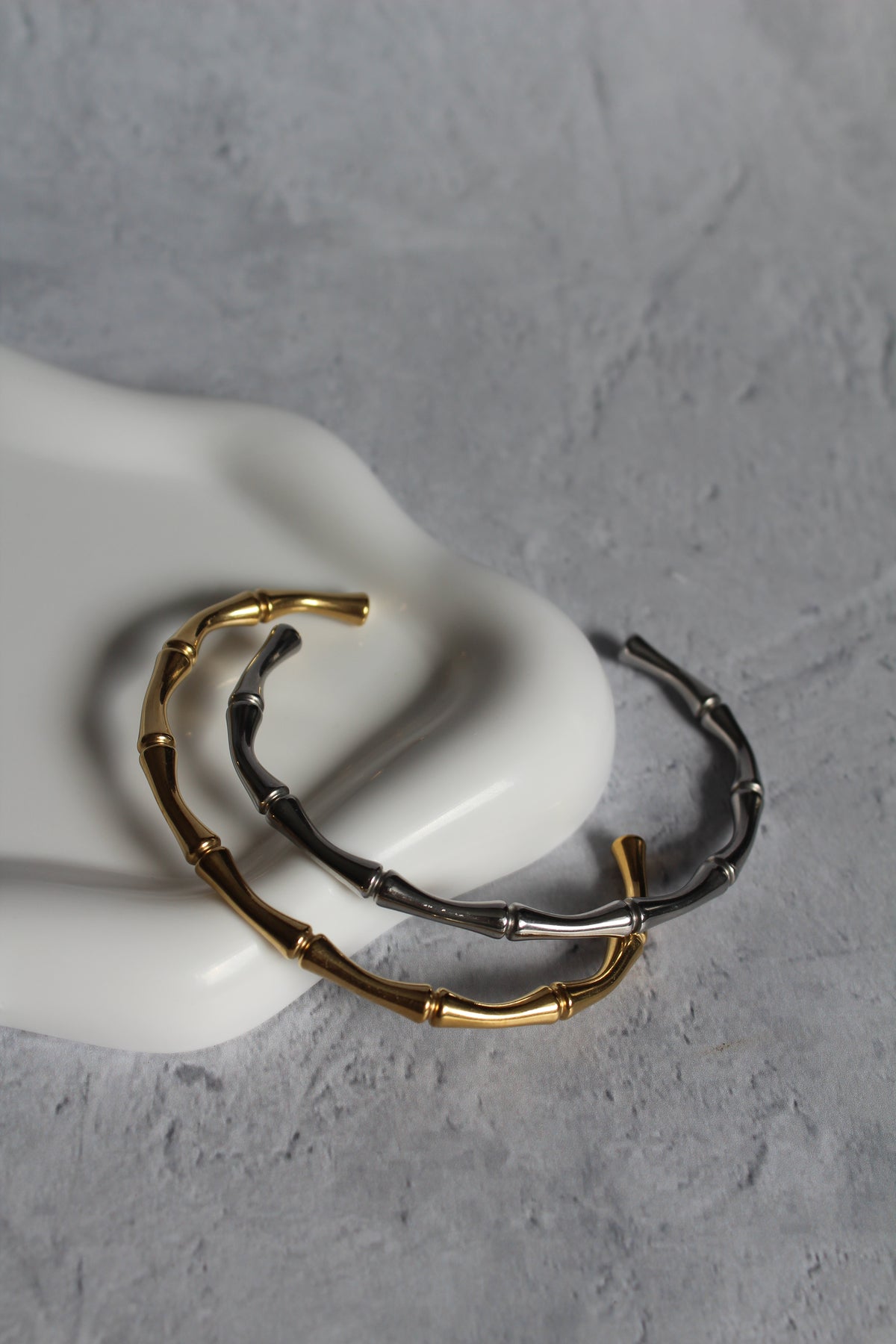 Bamboo Silver Cuff Bracelet.