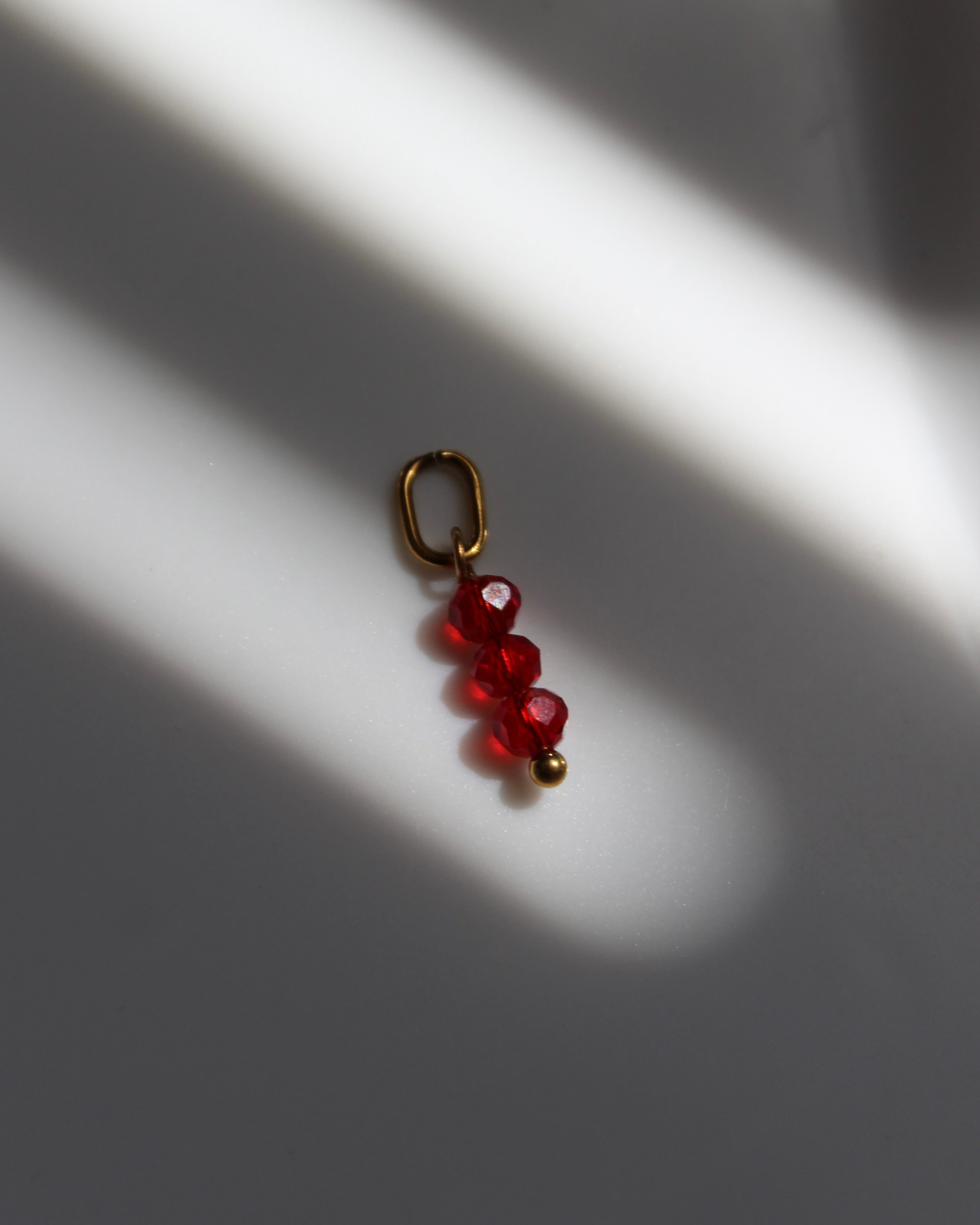 3 x Red Glass Bead Charm.