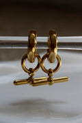 The Kelly T-Bar 18K Gold Hoop Earrings.