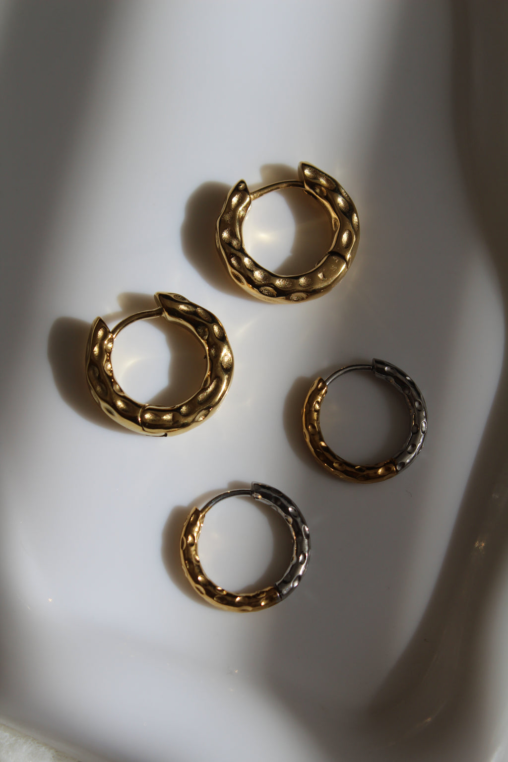 The Hammered Harriet Classic 18K Gold Hoop Earrings.