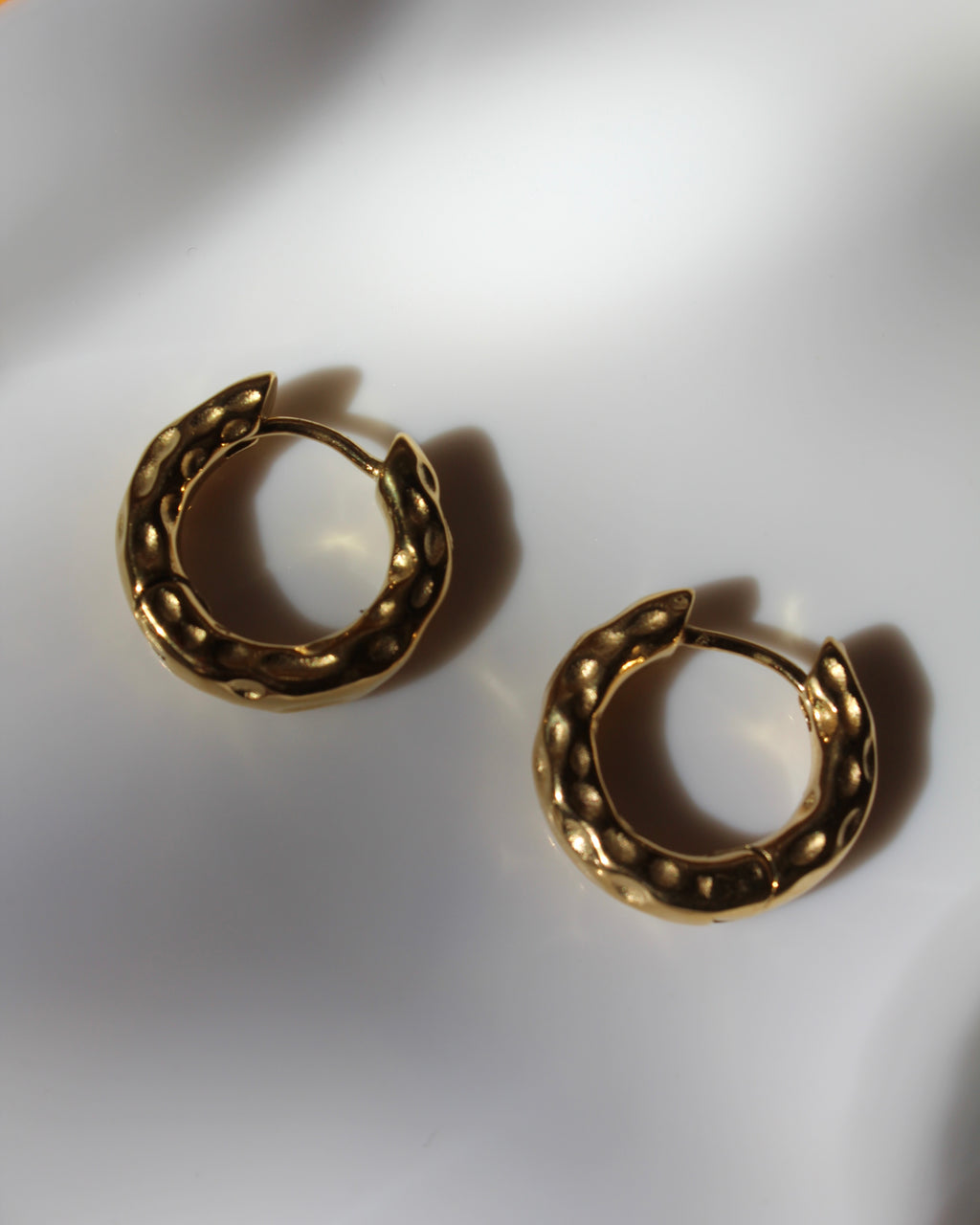 The Hammered Harriet Classic 18K Gold Hoop Earrings.