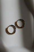 The Mixed Metal Hammered Harriet Slim Hoop Earrings.