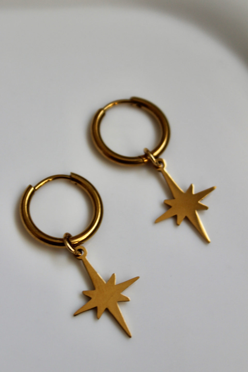 The Sammy Celstial Star 18K Gold Hoop Earrings.