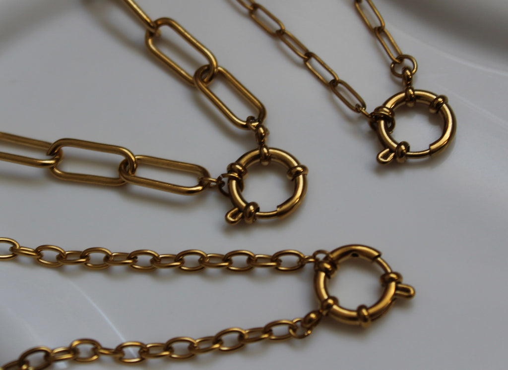 The Nyla 18K Gold Sailor Charm Paperclip Chain Necklace.