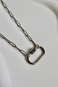The Tarik 18K Silver Carabiner Paperclip Chain Necklace.