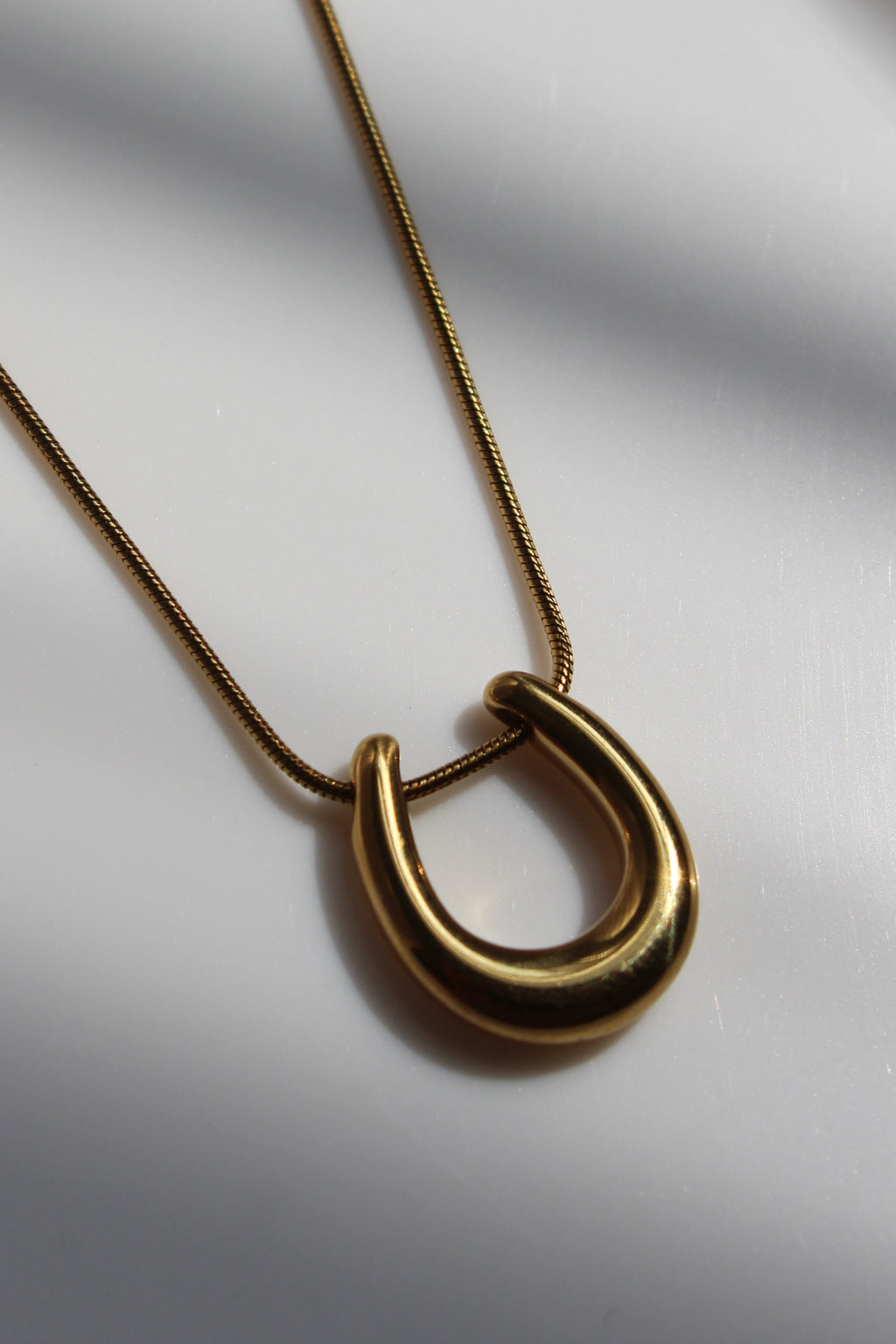 Mini Chunky Horseshoe Delicate Chain Necklace.