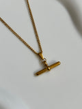 The Kelly T-Bar 18K Gold Necklace.