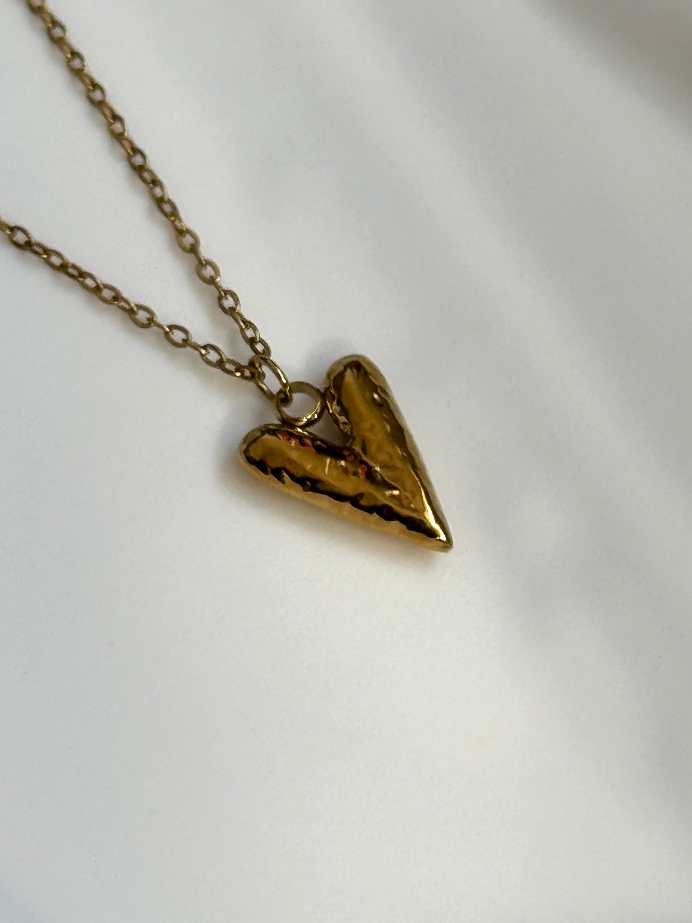 The Hammered Harriet Heart 18K Gold Necklace.