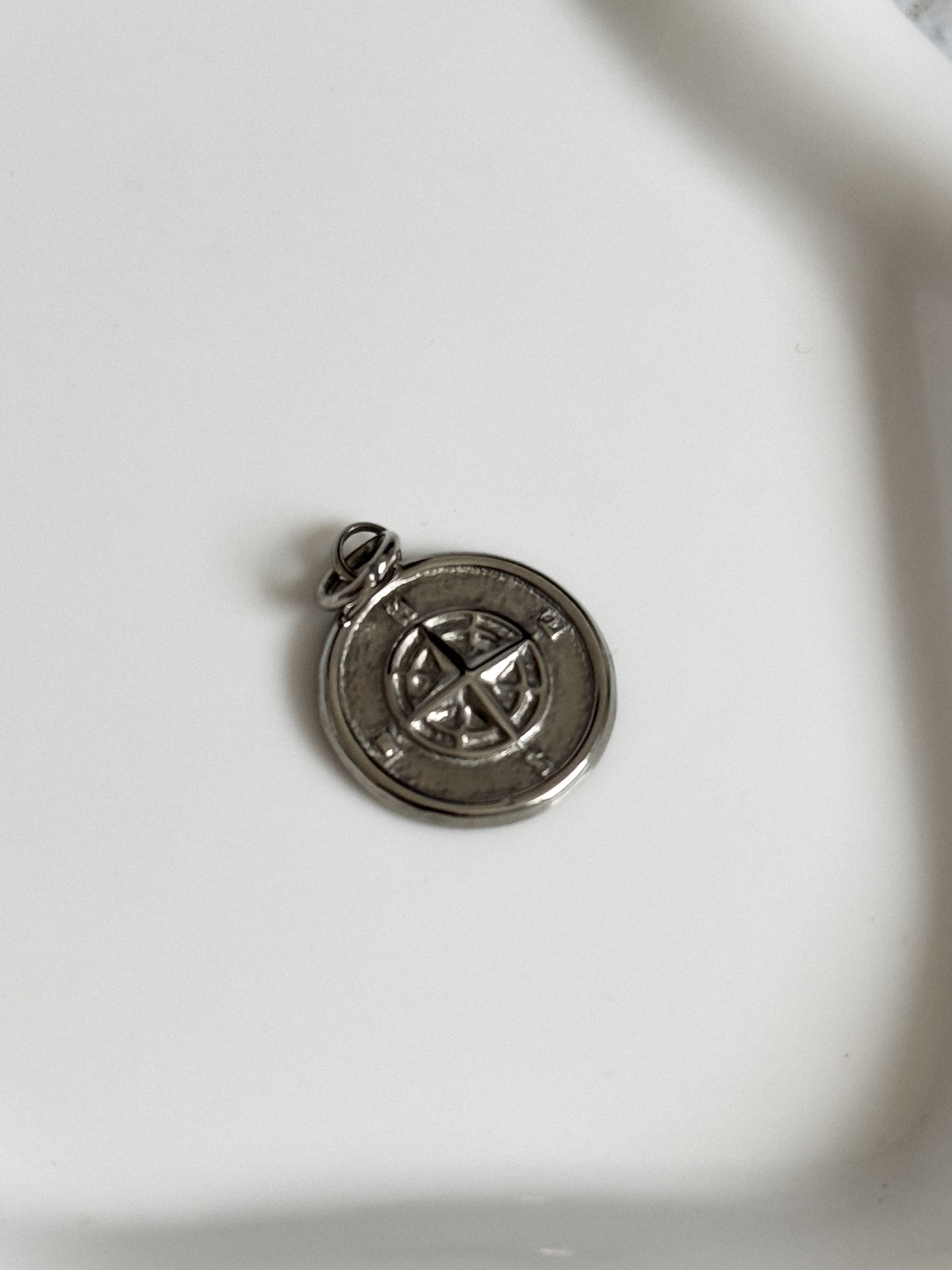 Silver Compass Charm.