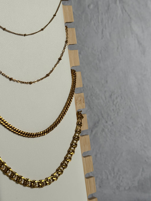 18K Gold Beaded Stack Necklace.