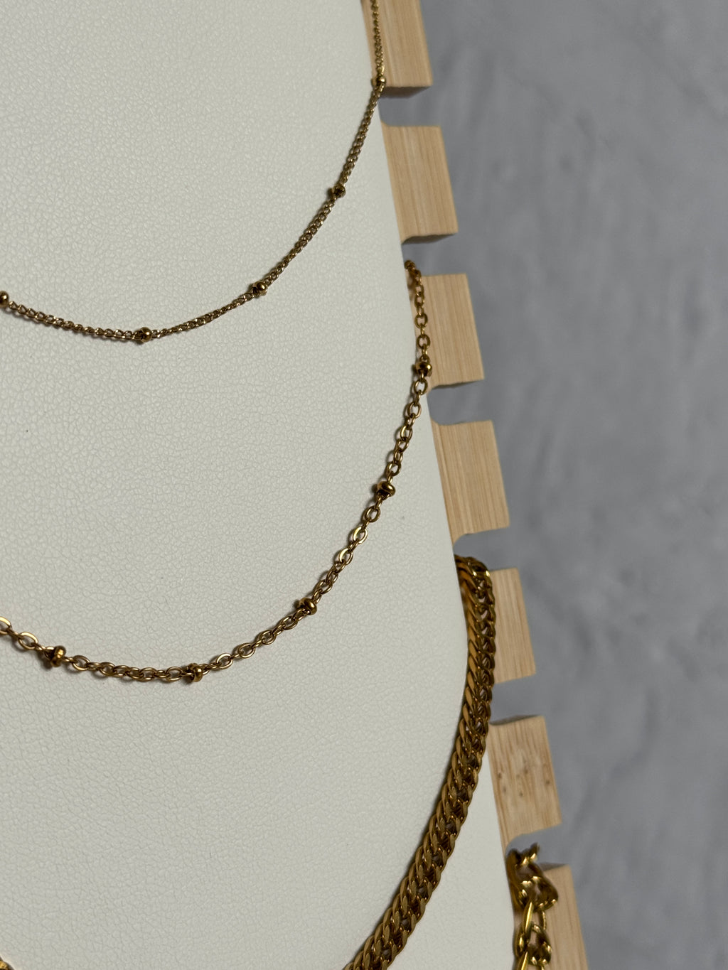 18K Gold Fine Beaded Stack Necklace.