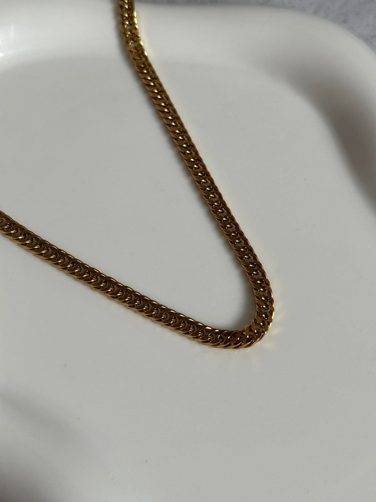 18K Gold 4mm Stack Chain Necklace.