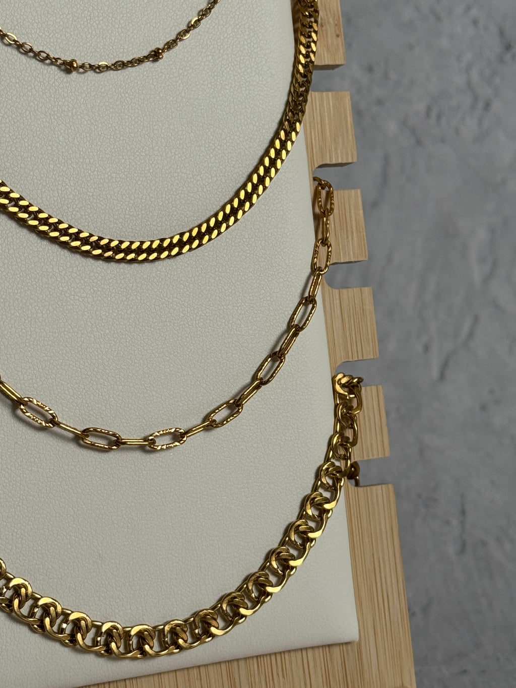 18K Gold 4mm Stack Chain Necklace.