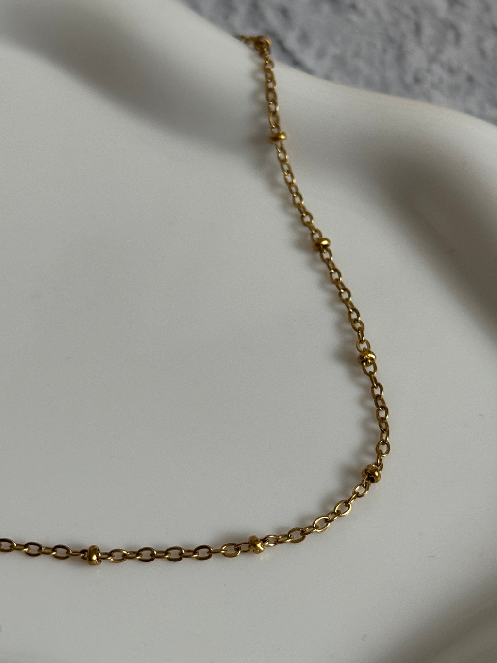 18K Gold Beaded Stack Necklace.