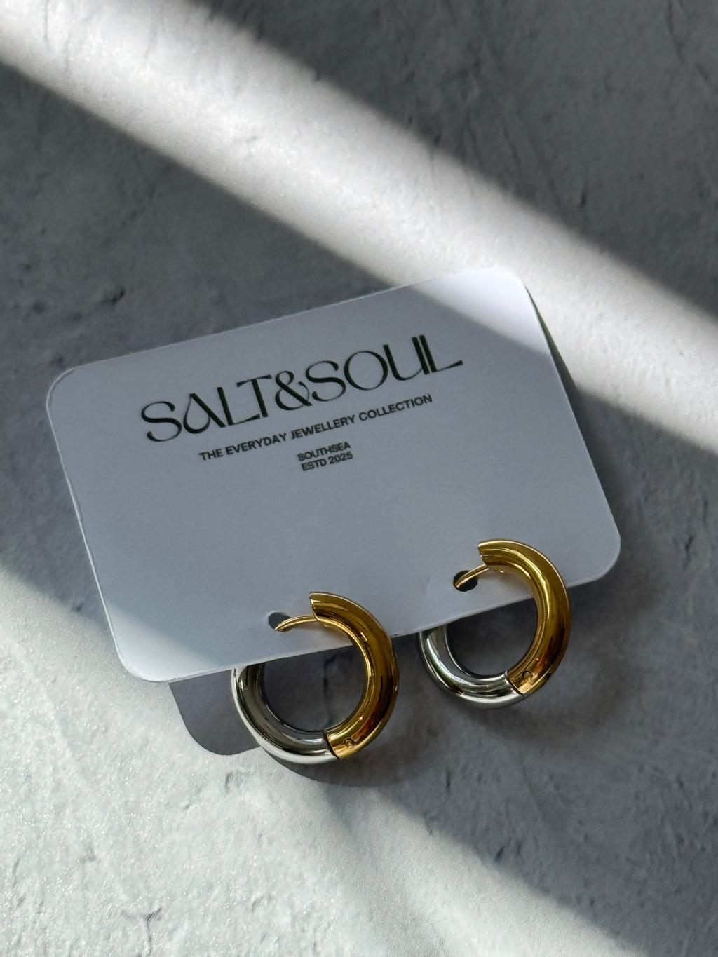 Mix Metal 18K Gold/Silver Hoop Earrings.