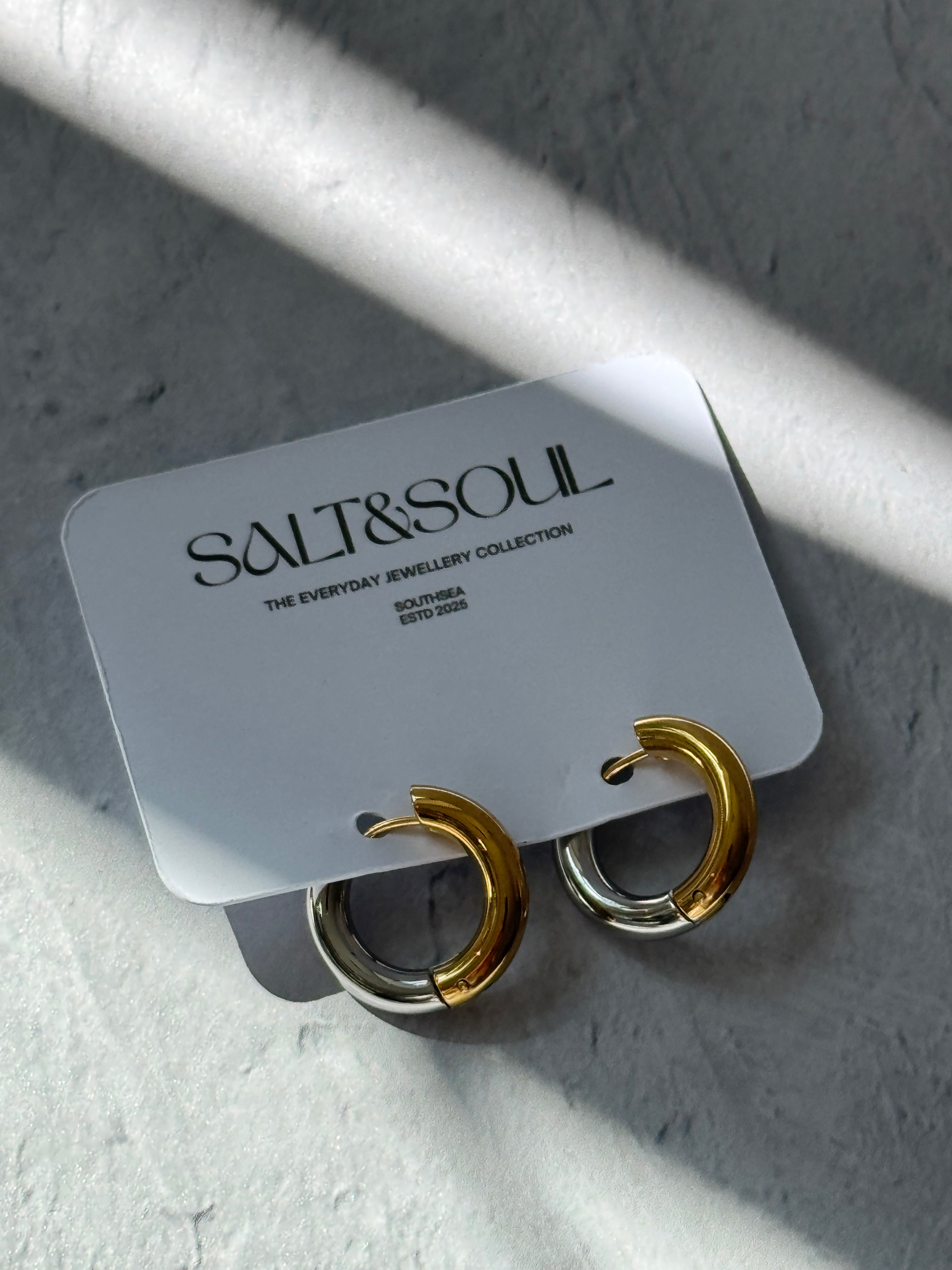 Mix Metal 18K Gold/Silver Hoop Earrings.